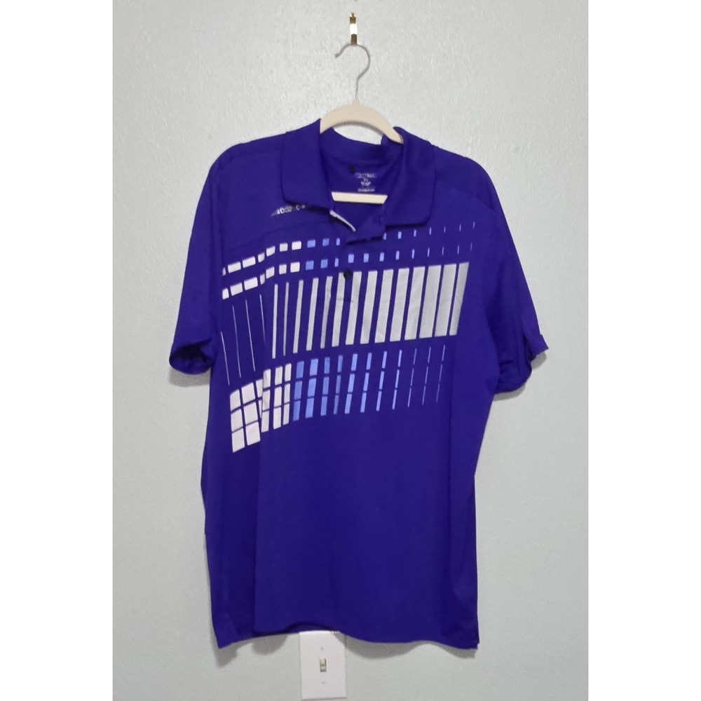 Adidas Golf Polo Shirt Mens 2XL Purple Graphic Performance Mesh Short Sleeve